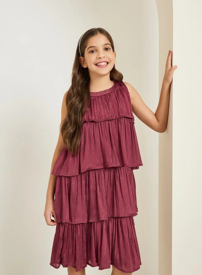 ستايلي فستان ميدي بطبقات بلا أكمام